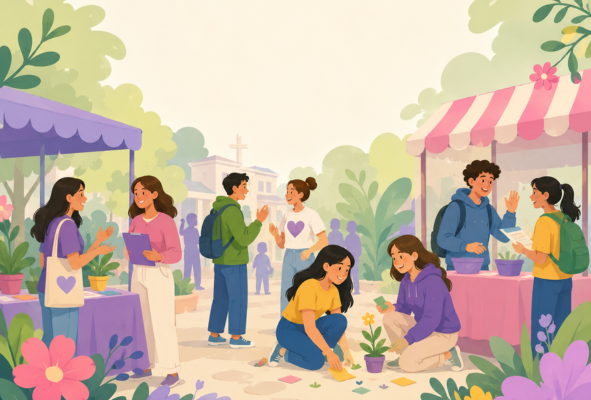 Feria "Estudiantes que florecen: Cultivando bienestar, respeto y vínculos saludables"